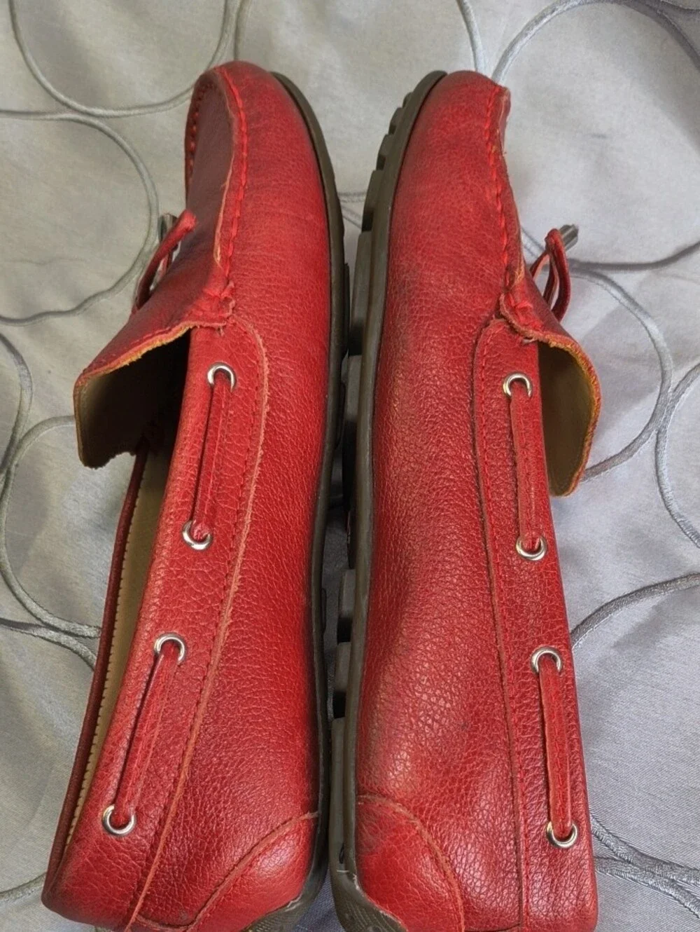MJNY Marc 7003 Joseph Red All Leather Tie-Front Moccasin Loafer RG9 AB